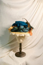 18th Rococo Hat With Teal Silk Drape, Dried Flowers & Lace Edge ARHA1038