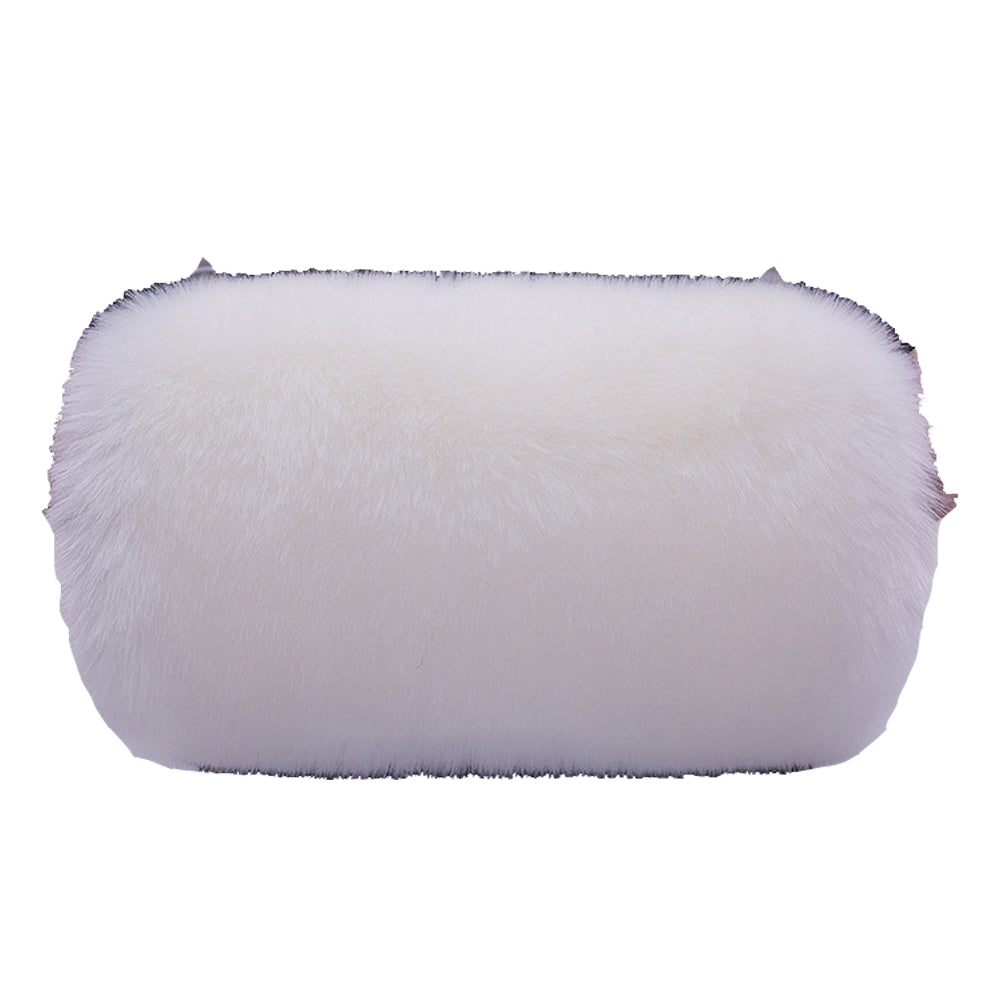 White Faux Fox Fur Muff Hand Warmer: Luxury Vintage Accessory for 19th-Century Victorian Attire & Historical Events ARCC1011