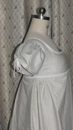 Regency Retro Light Beige Floral Dress with Square Neck & Puff Sleeves - Elegant Vintage Garden Outfit ARCL1007