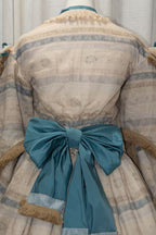 1850 Victorian Daydress Silk Taffeta Grenadine Japanese Ribbon Tea Dyed Cotton Lace Cotton Tassels ARCL1011