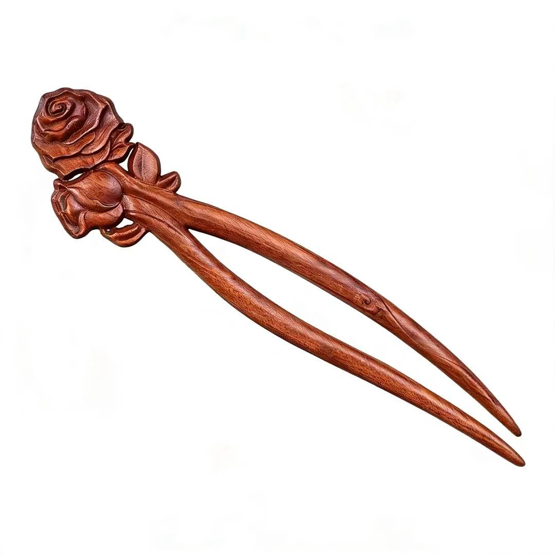 Multi-Style Vintage Chinese Red Rosewood Hair Forks | Handcarved Retro Hair Pins & Combs ARCC1023-2