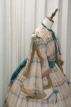1850 Victorian Daydress Silk Taffeta Grenadine Japanese Ribbon Tea Dyed Cotton Lace Cotton Tassels ARCL1011