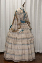 1850 Victorian Daydress Silk Taffeta Grenadine Japanese Ribbon Tea Dyed Cotton Lace Cotton Tassels ARCL1011