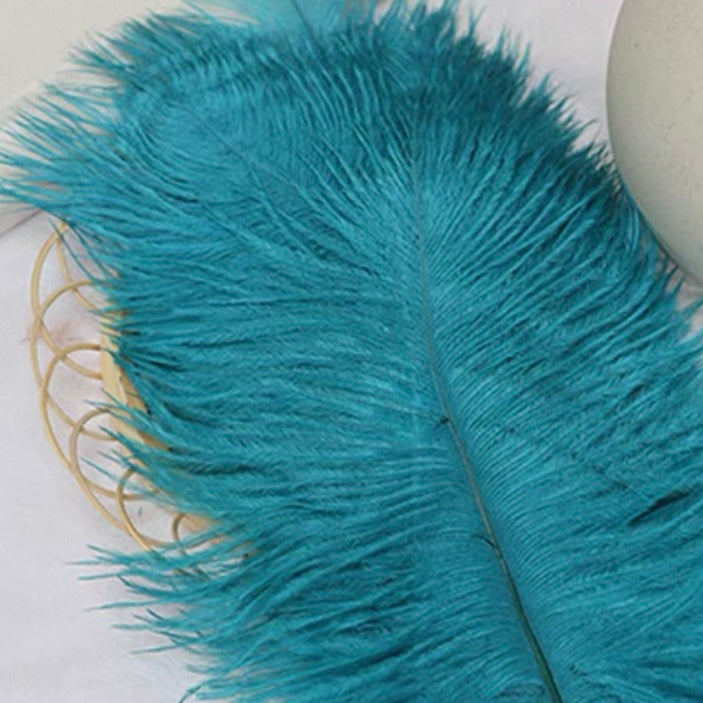 Handcrafted Faux Ostrich Feather Fan | Elegant Iridescent Shell-Like Ribs Vintage Style Decor for Wedding Bridal Party & Photo Prop ARCC1009