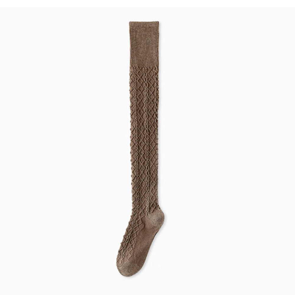 2-Pair Set Over-the-Knee Cable Knit Wool Socks - Warm Multi-Color Versatile Legwear for Stylish Outfits ARCC1007