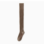 2-Pair Set Over-the-Knee Cable Knit Wool Socks - Warm Multi-Color Versatile Legwear for Stylish Outfits ARCC1007