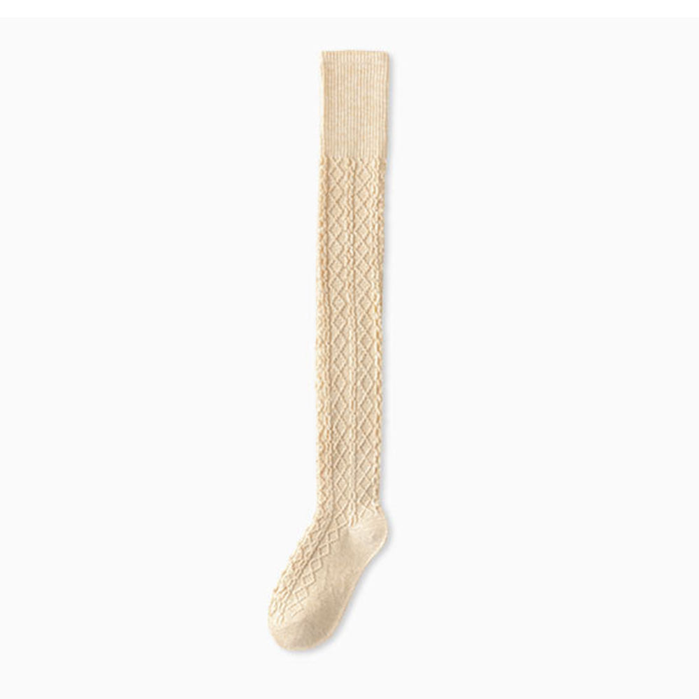 2-Pair Set Over-the-Knee Cable Knit Wool Socks - Warm Multi-Color Versatile Legwear for Stylish Outfits ARCC1007