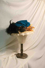18th Rococo Hat With Teal Silk Drape, Dried Flowers & Lace Edge ARHA1038