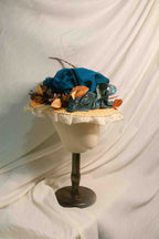 18th Rococo Hat With Teal Silk Drape, Dried Flowers & Lace Edge ARHA1038