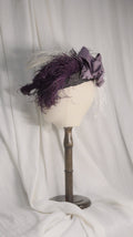 Straw HAT Black-Purple Feathered Hat - ARHA1026