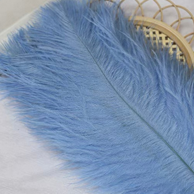 Handcrafted Faux Ostrich Feather Fan | Elegant Iridescent Shell-Like Ribs Vintage Style Decor for Wedding Bridal Party & Photo Prop ARCC1009