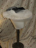 Edwardian Victorian Style Tulle Hat - Striped Fabric & Bow Detail for Retro Outfits & Tea Parties ARHA1030