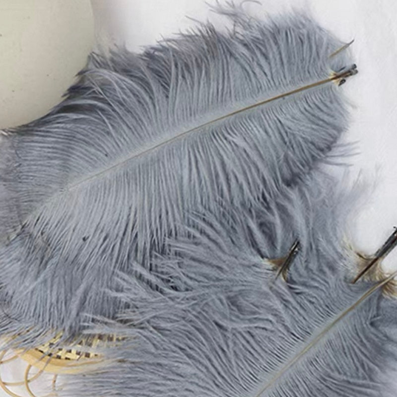 Handcrafted Faux Ostrich Feather Fan | Elegant Iridescent Shell-Like Ribs Vintage Style Decor for Wedding Bridal Party & Photo Prop ARCC1009