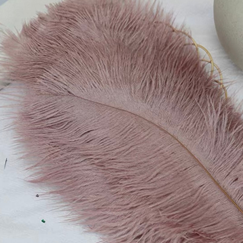 Handcrafted Faux Ostrich Feather Fan | Elegant Iridescent Shell-Like Ribs Vintage Style Decor for Wedding Bridal Party & Photo Prop ARCC1009