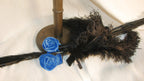 1890 Black & Blue Feathered Hat with Satin Rose Accents - Dramatic Statement Headwear for Parties & Formal Events ARHA1018