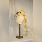 Bustle  Yellow & Black Floral Hat with Silk Taffeta Ribbon - Elegant Retro Headwear ARHA1027
