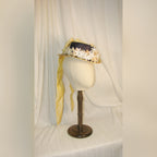 Bustle  Yellow & Black Floral Hat with Silk Taffeta Ribbon - Elegant Retro Headwear ARHA1027