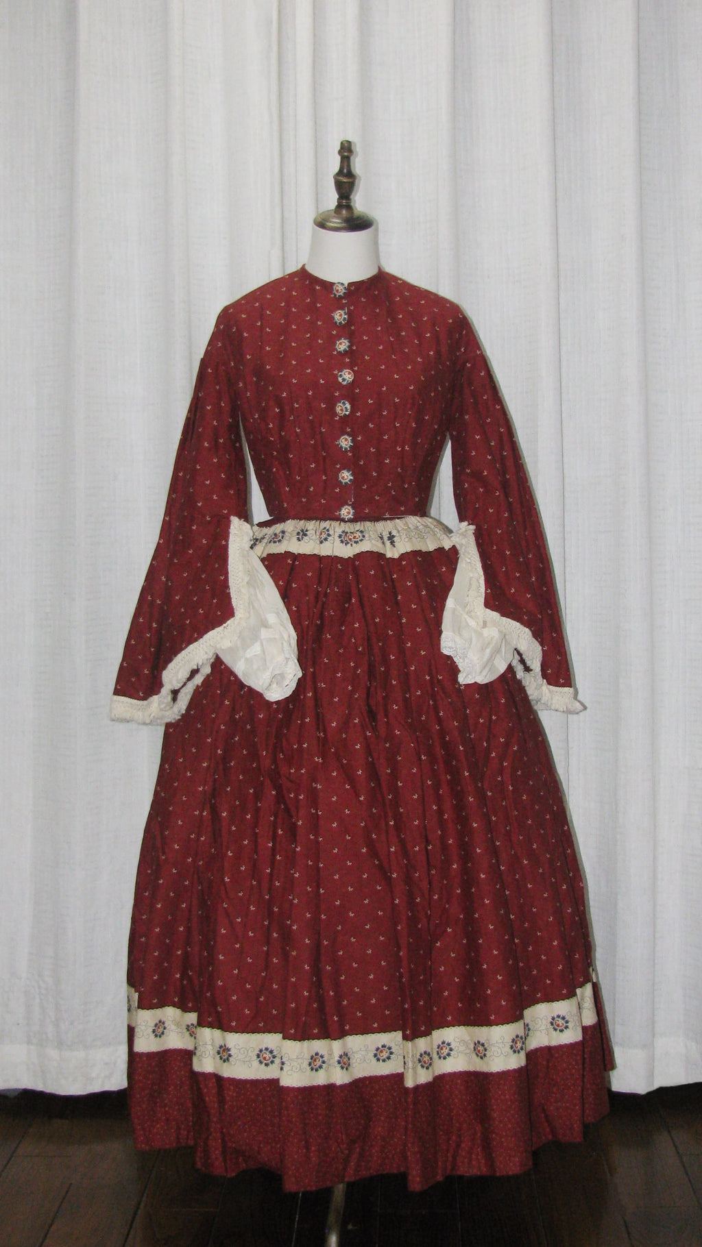 1850s Victorian  Day Dress with half sleeves -  ARCL1004