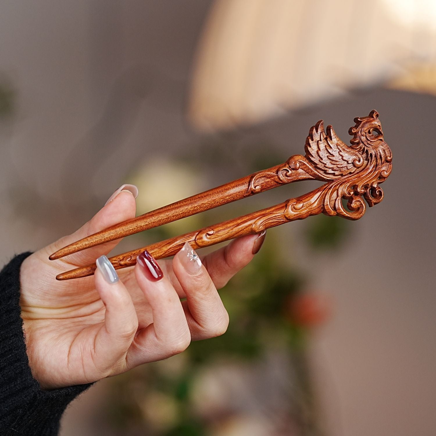 Multi-Style Vintage Chinese Red Rosewood Hair Forks | Handcarved Retro Hair Pins & Combs ARCC1023-2