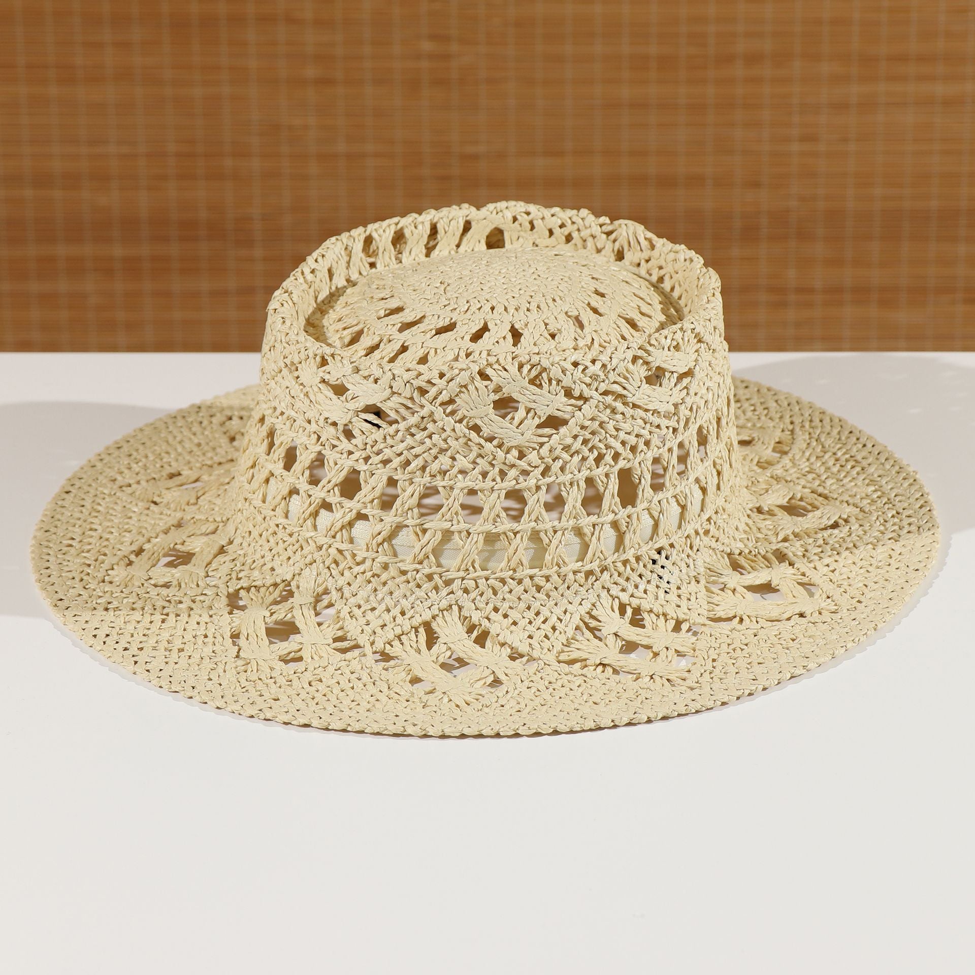 Crochet Weave Cowboy Straw Hat | Breathable Wide Brim Sun Hat for Summer Beach & Vacation ARHA1034