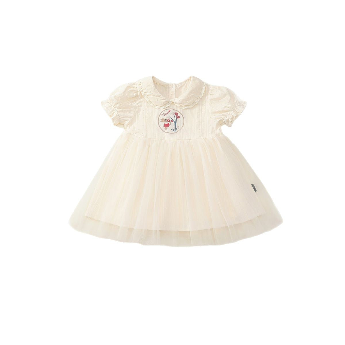Victorian Inspired Ivory Peter Pan Collar Girl’s Dress | Embroidered Tulle Party Dress K5125617