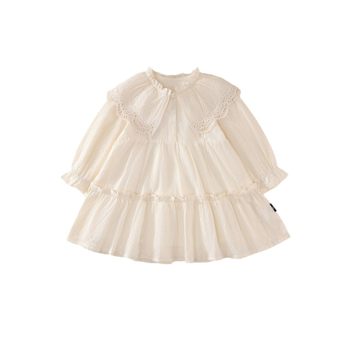 Victorian Inspired Ivory Peter Pan Collar Girl’s Dress | Embroidered Tulle Party Dress K4135455