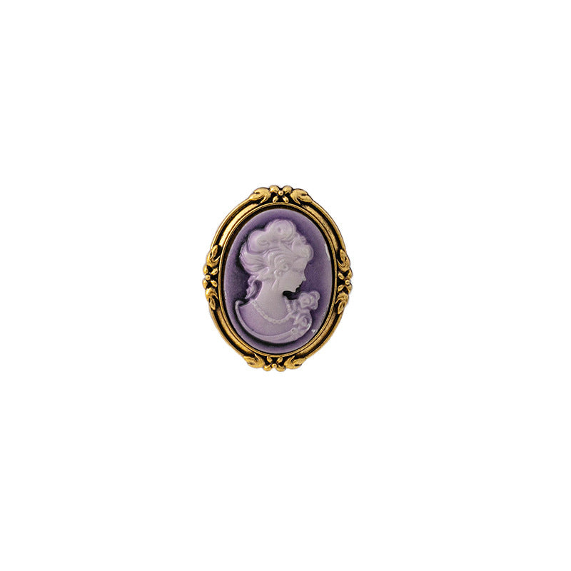 Victorian-Style Cameo Brooches | Vintage Portrait Relief Pins with Ornate Gold Frames ARCC1015