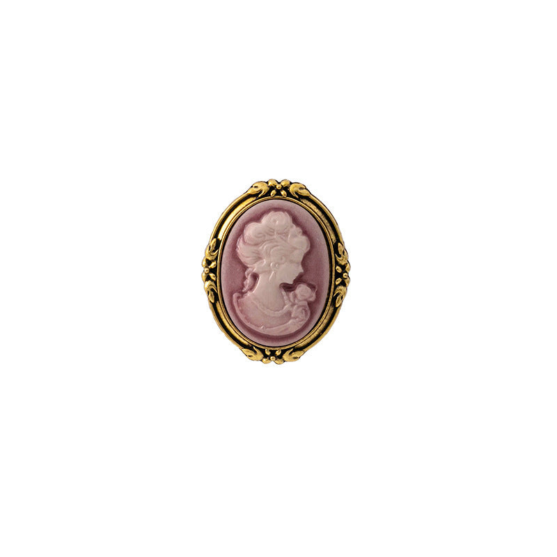 Victorian-Style Cameo Brooches | Vintage Portrait Relief Pins with Ornate Gold Frames ARCC1015