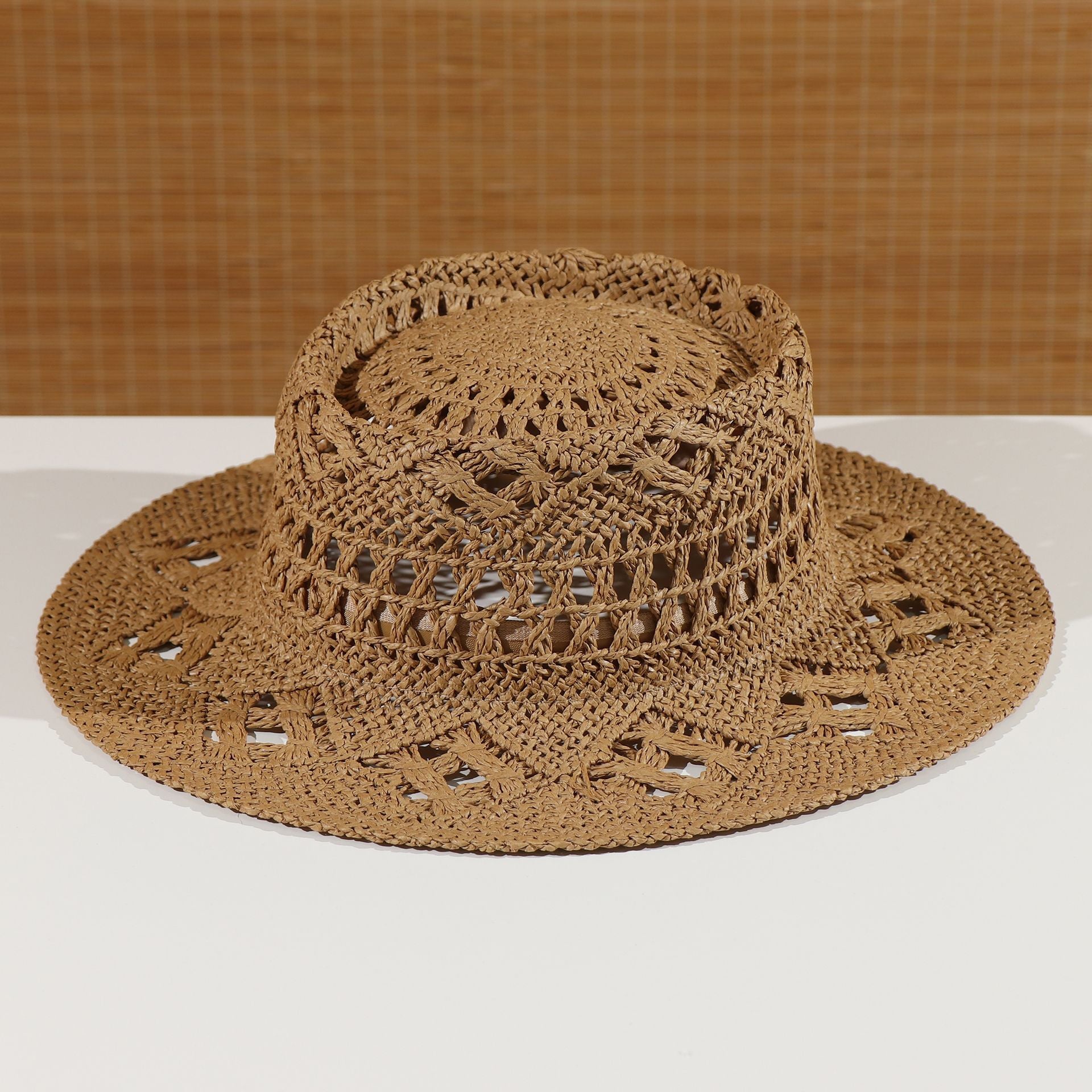 Crochet Weave Cowboy Straw Hat | Breathable Wide Brim Sun Hat for Summer Beach & Vacation ARHA1034
