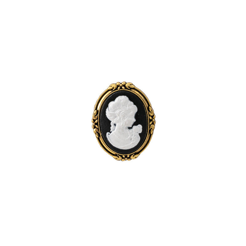 Victorian-Style Cameo Brooches | Vintage Portrait Relief Pins with Ornate Gold Frames ARCC1015