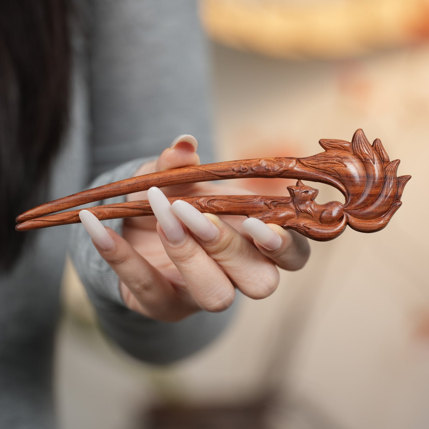 Multi-Style Vintage Chinese Red Rosewood Hair Forks | Handcarved Retro Hair Pins & Combs ARCC1023-2