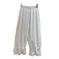Vintage Ruffled Lace Wide-Leg Culottes | Linen Cotton Flowy Pants Skirt ARCL1010