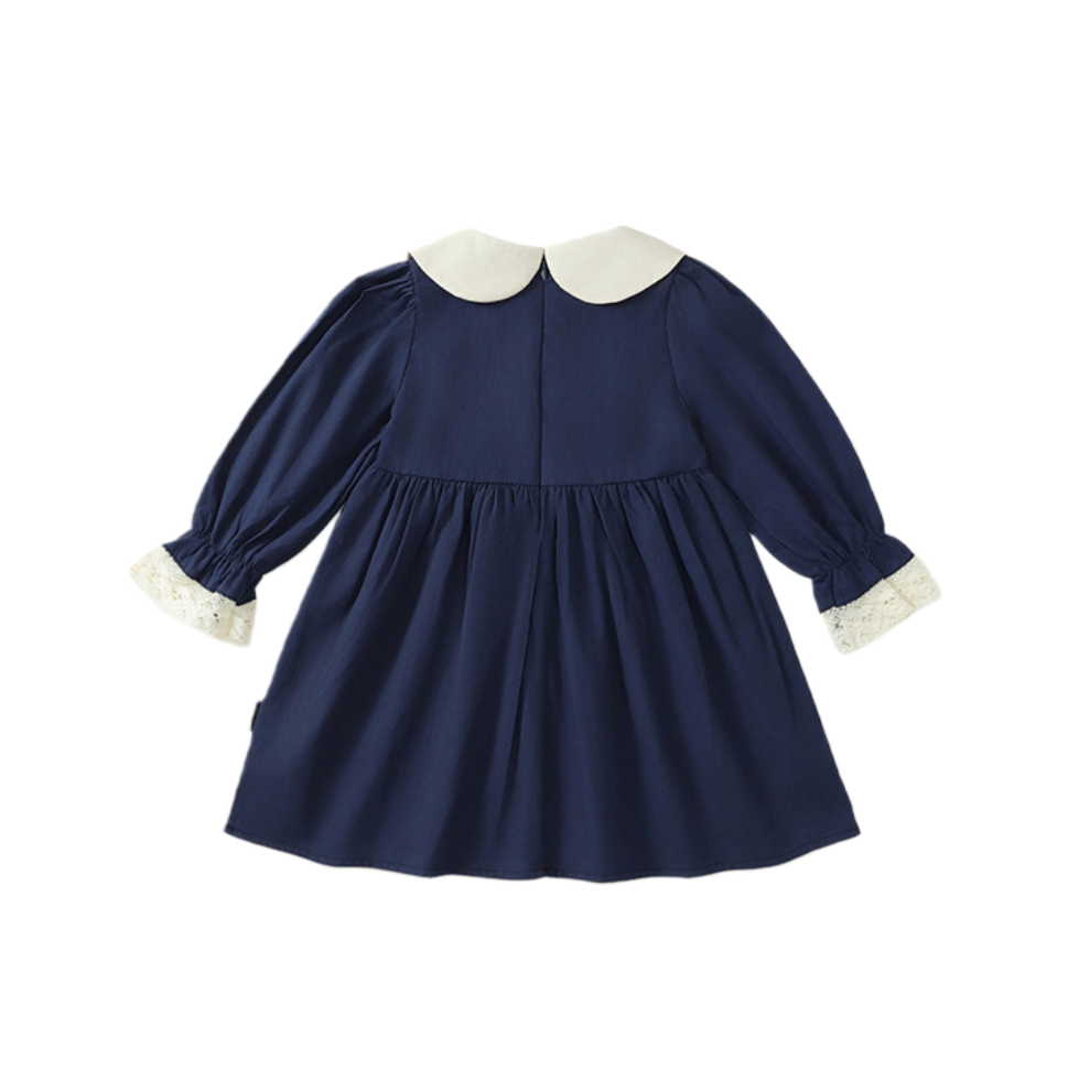 Victorian Inspired Ivory Peter Pan Collar Girl’s Dress | Embroidered Tulle Party Dress K3134724