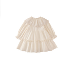 Victorian Inspired Ivory Peter Pan Collar Girl’s Dress | Embroidered Tulle Party Dress K4135455