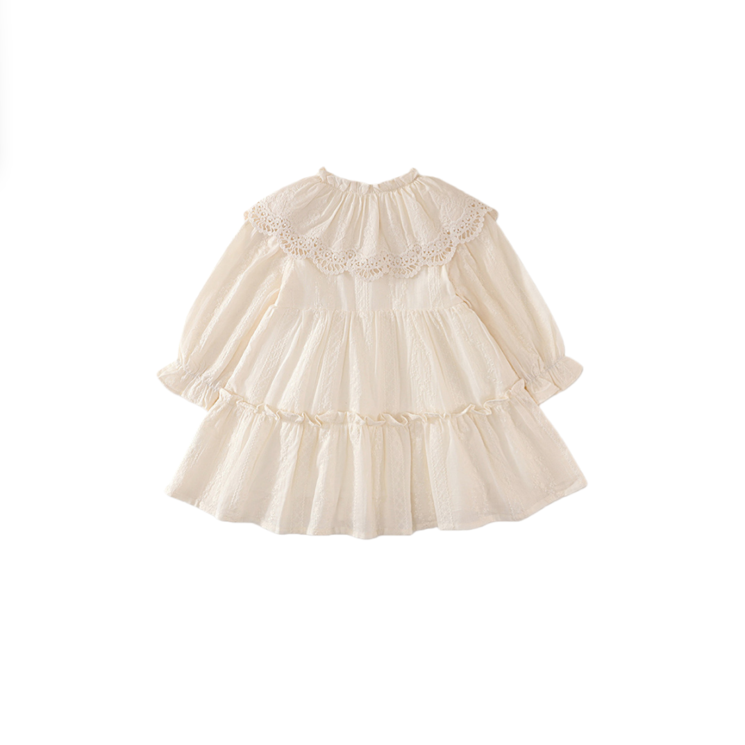 Victorian Inspired Ivory Peter Pan Collar Girl’s Dress | Embroidered Tulle Party Dress K4135455