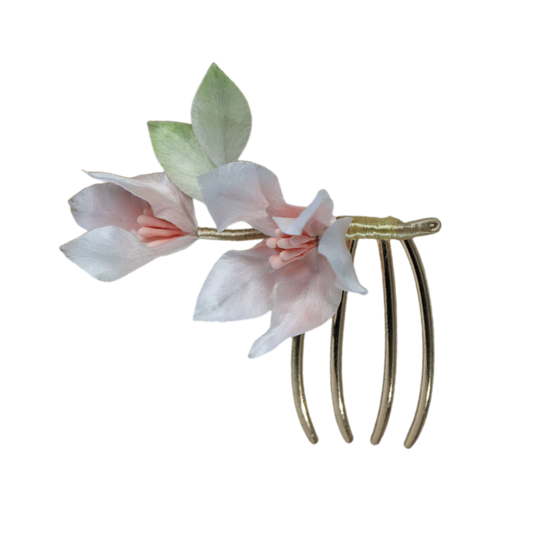Ronghua Natural Silk Flower Yellow & White Faux Blossom Hair Fork | Romantic Bridal Hair Accessory ARCC1024