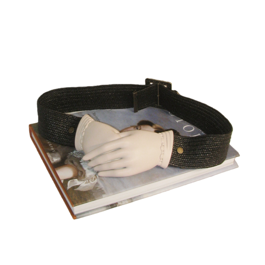 Victorian Gothic Mourning Belt - Hand Buckle & Straw Elastic Waistband (Heirloom/Bespoke Option) ARCC1004