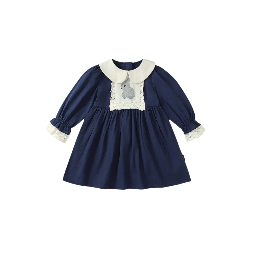 Victorian Inspired Ivory Peter Pan Collar Girl’s Dress | Embroidered Tulle Party Dress K3134724