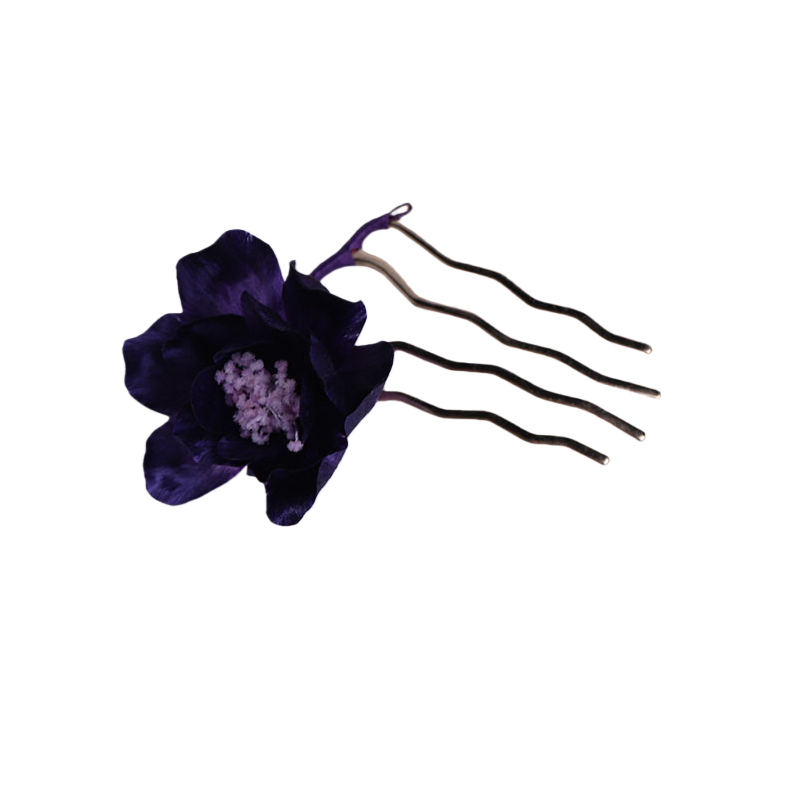 Ronghua Natural Silk Flower Blue Faux Blossom Hair Fork | Romantic Bridal Hair Accessory ARCC1027