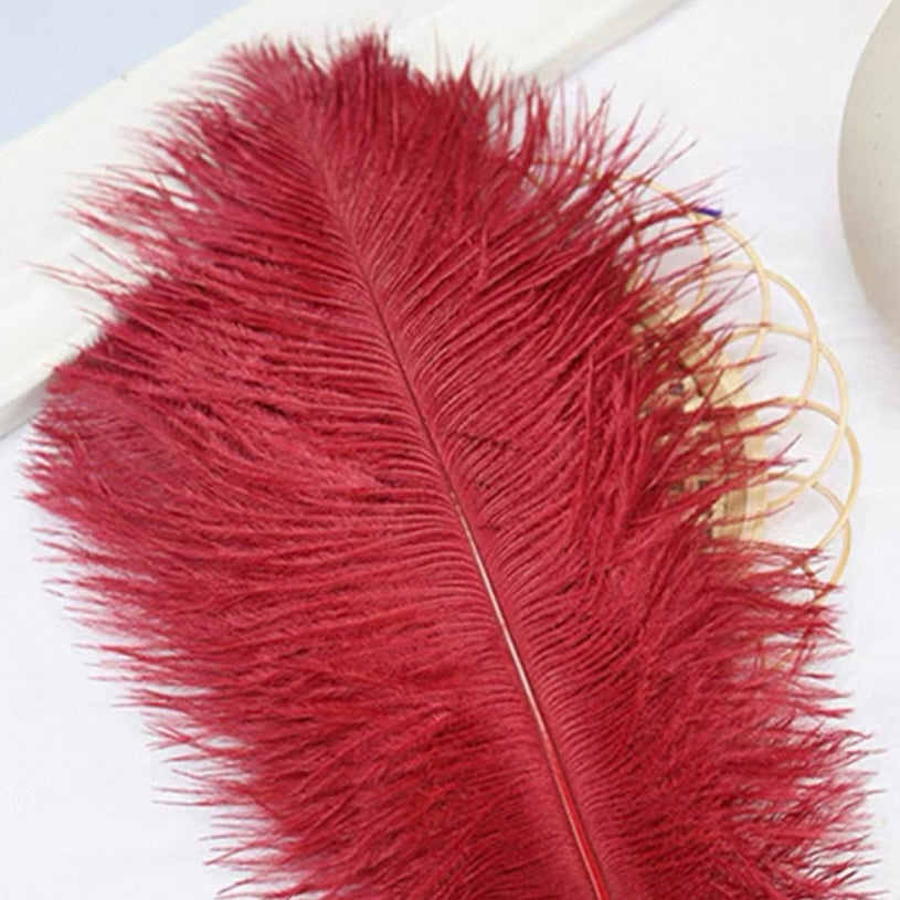 Handcrafted Faux Ostrich Feather Fan | Elegant Iridescent Shell-Like Ribs Vintage Style Decor for Wedding Bridal Party & Photo Prop ARCC1009