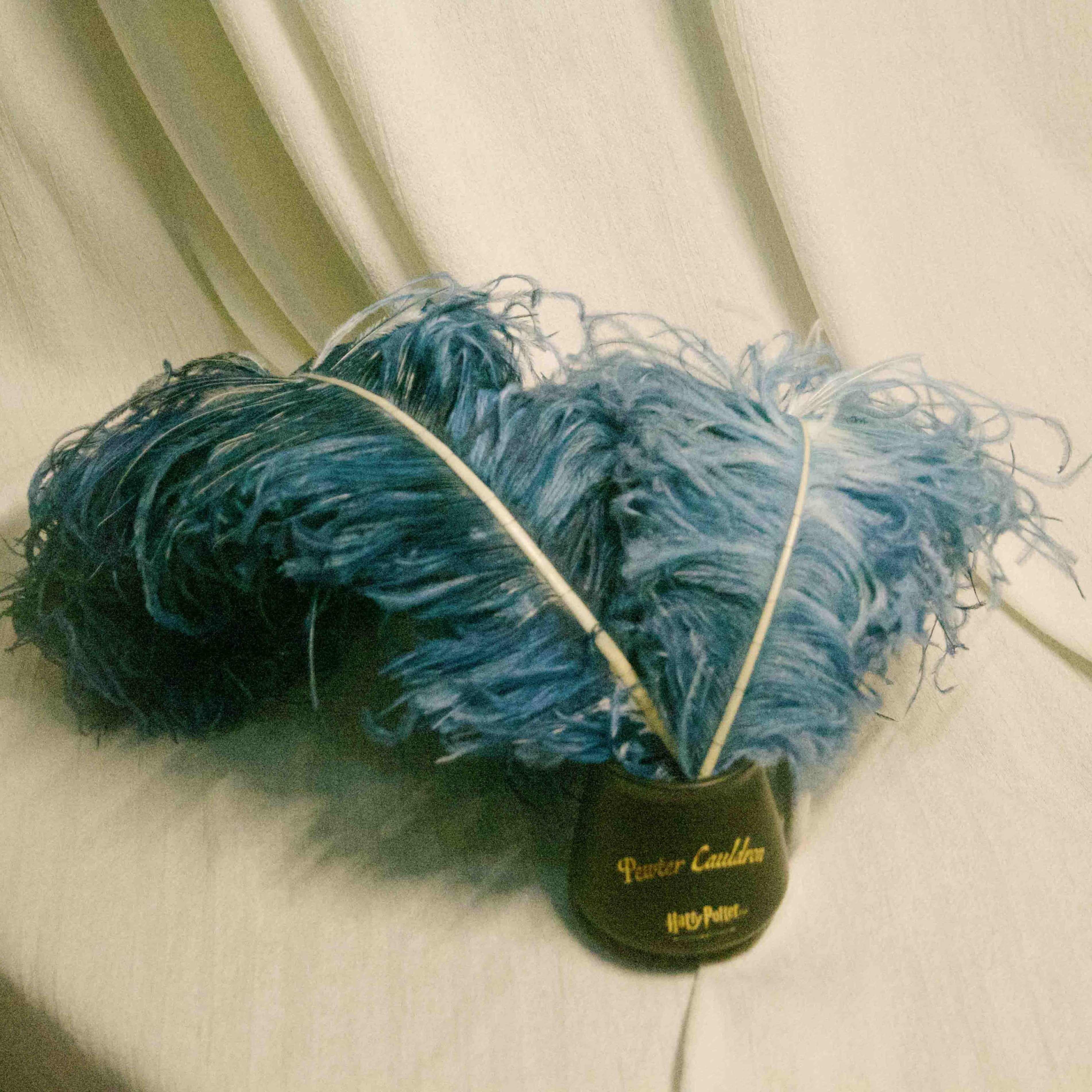 Regency Feather Comb Pastel Blue Fluffy Hair Fork with Lace & Floral Accent | Romantic Bridal Hair Accessory